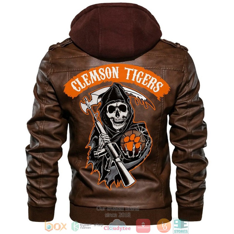 Clemson Tigers NCAA Basketball Sons Of Anarchy Brown Leather Jacket 7 Clemson Tigers NCAA Basketball Sons Of Anarchy Brown Leather Jacket