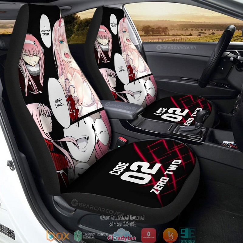 Code 002 Zero Two DARLING In The FRANXX Anime Car Seat Cover 1 Code 002 Zero Two DARLING In The FRANXX Anime Car Seat Cover