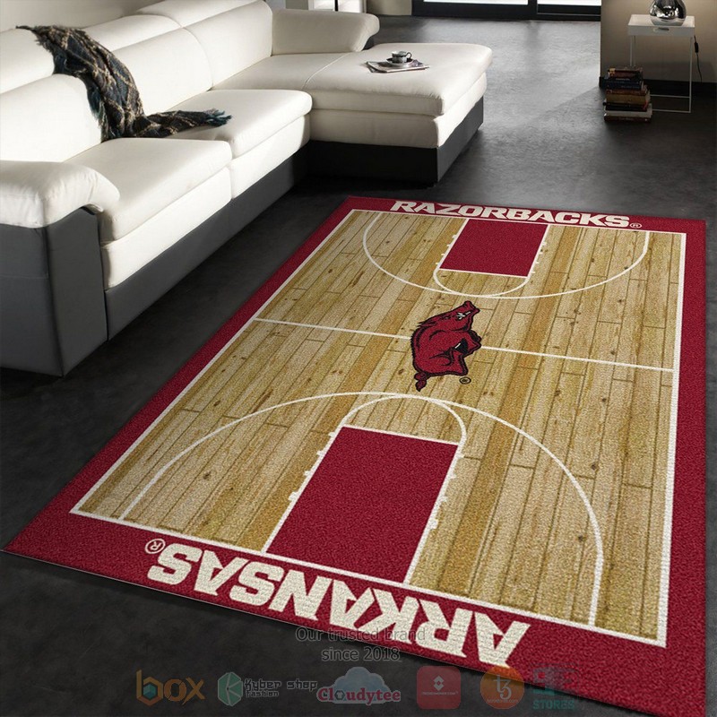 College Home Court Arkansas Basketball Team Logo Area Rugs