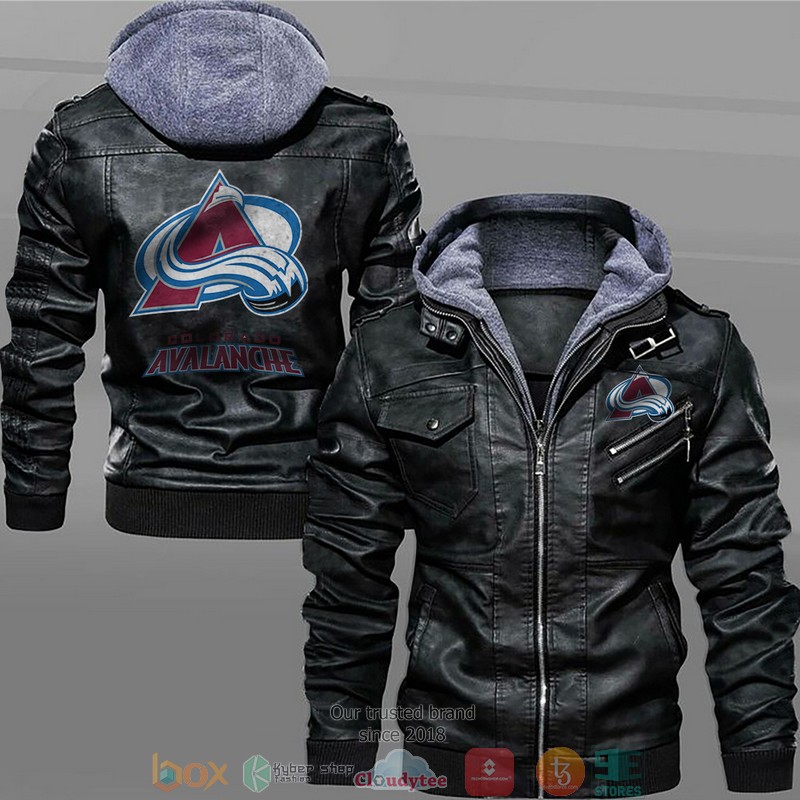 Colorado Avalanche Black Brown Leather Jacket
