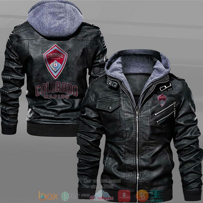 Colorado Rapids Black Brown Leather Jacket