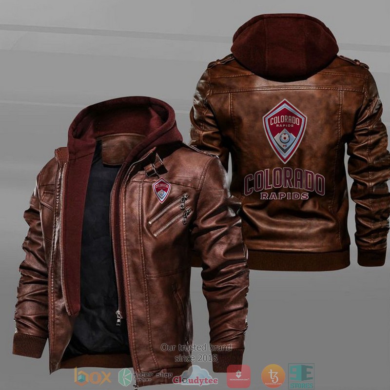 Colorado Rapids Black Brown Leather Jacket 2 Colorado Rapids Black Brown Leather Jacket 1
