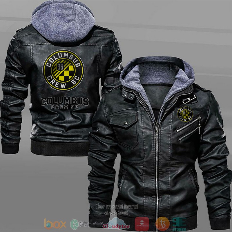 Columbus Crew SC Black Brown Leather Jacket