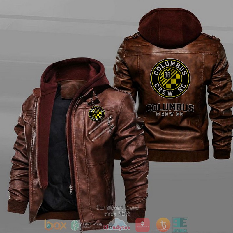 Columbus Crew SC Black Brown Leather Jacket 2 Columbus Crew SC Black Brown Leather Jacket 1
