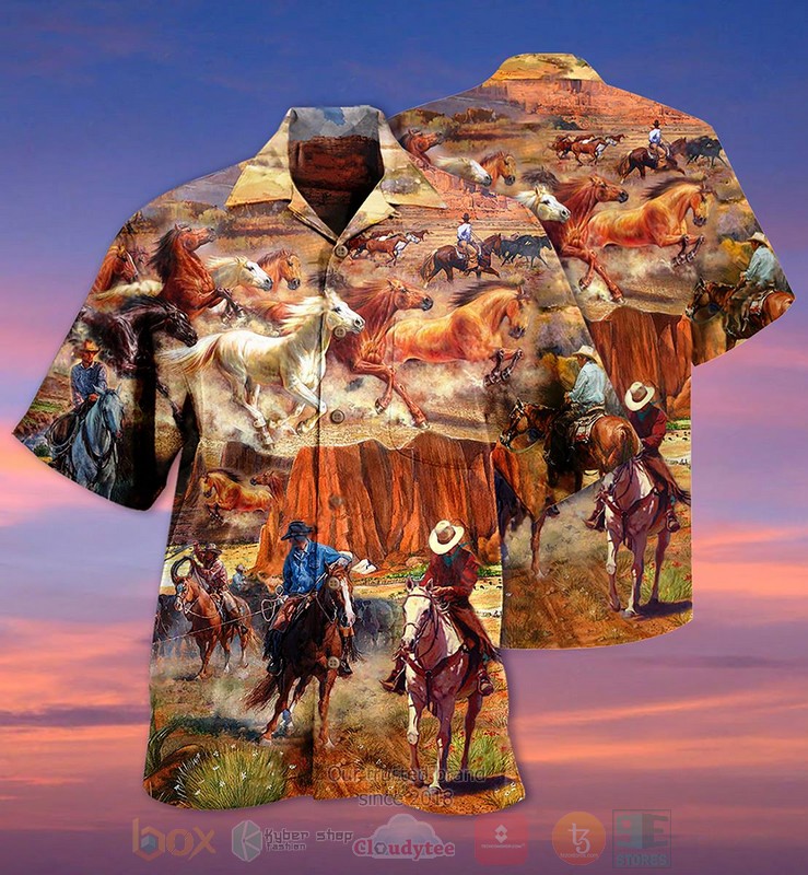 BEST Cowboy Desert Life Horse Red 3D Aloha Shirt word1