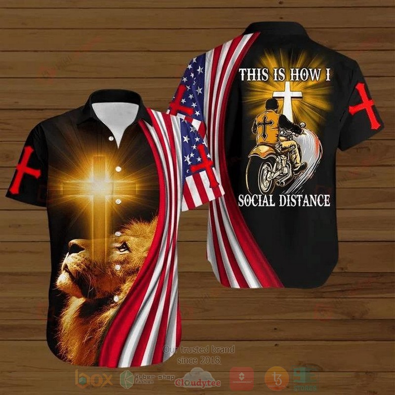 BEST Cross Lion American Flag Biker This Is How I Social Distance All Over Print Aloha Shirt 3 Cross Lion American Flag Biker This Is How I Social Distance Short Sleeve Hawaiian Shirt