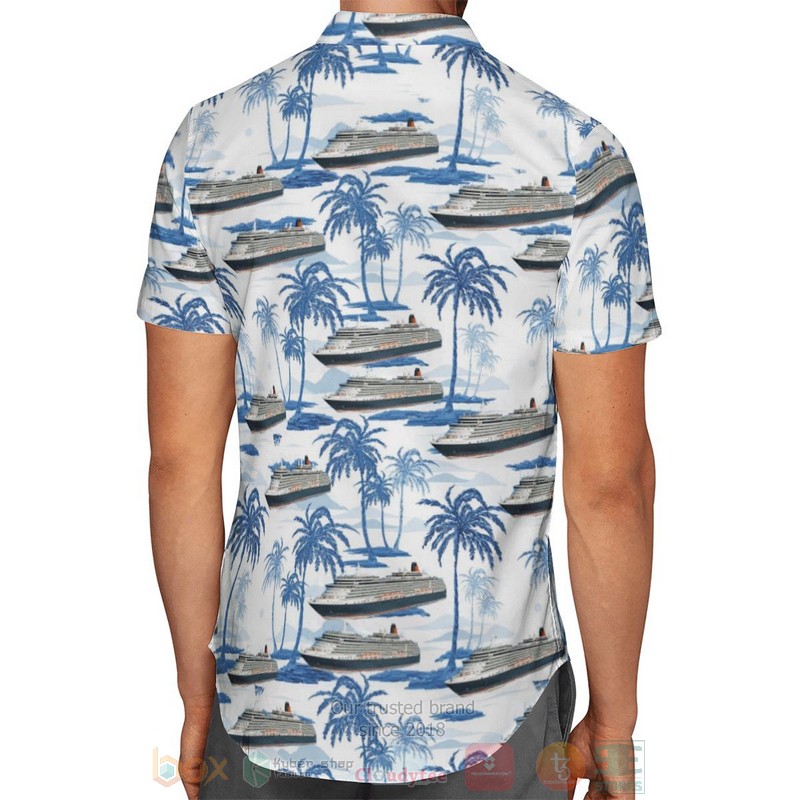 BEST Cunard Line MS Queen Victoria QV Blue 3D Aloha Shirt 3 Cunard Line MS Queen Victoria QV Blue Hawaiian Shirt 1 2