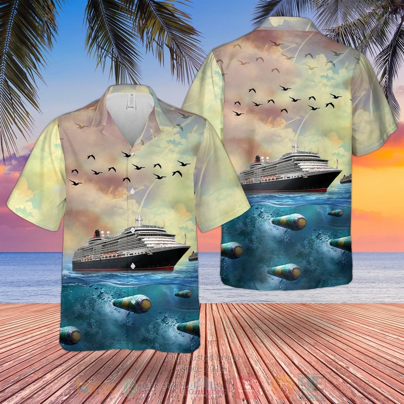 Cunard Line MS Queen Victoria QV Hawaiian Shirt