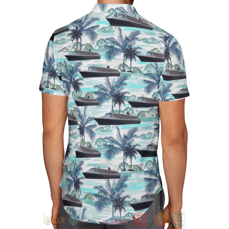 BEST Cunard Line Queen Mary 2 Blue 3D Aloha Shirt 3 Cunard Line Queen Mary 2 Blue Hawaiian Shirt 1 2