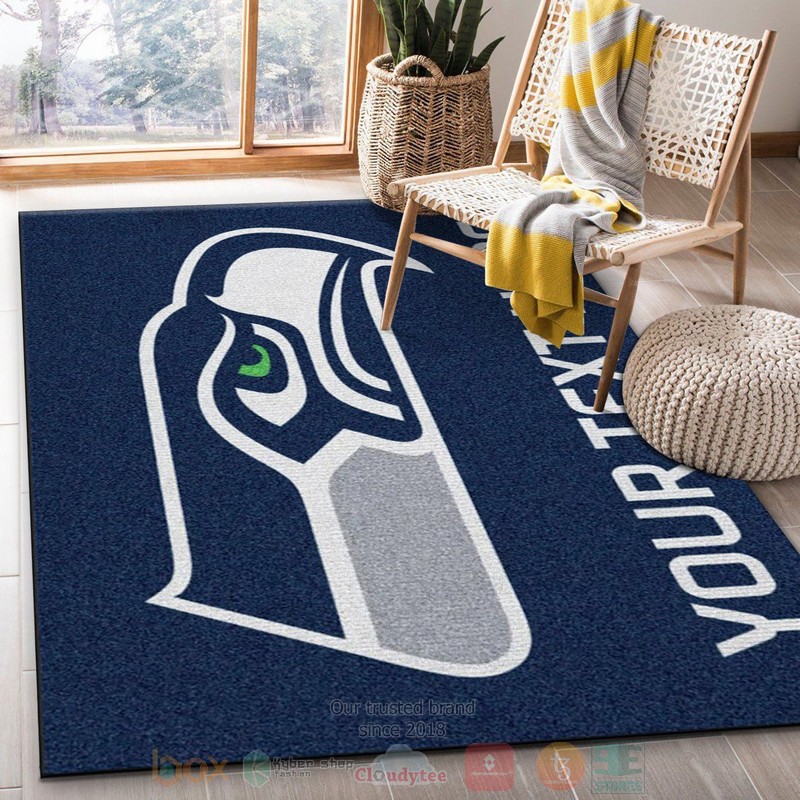 Customizable Seattle Seahawks Custom Name Accent NFL Team Logos Area Rugs 1