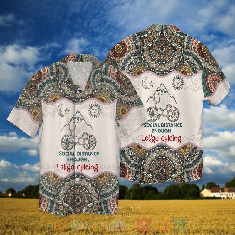 BEST Cycling Boho Pattern Social Distance Enough Let's Go Cycling All Over Print Aloha Shirt 2 Cycling Boho Pattern Social Distance Enough Lets Go Cycling Short Sleeve Hawaiian Shirt