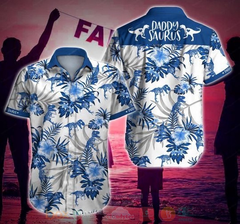 BEST Daddy Saurus All Over Print Tropical Shirt 1 Daddy Saurus Short Sleeve Hawaiian Shirt