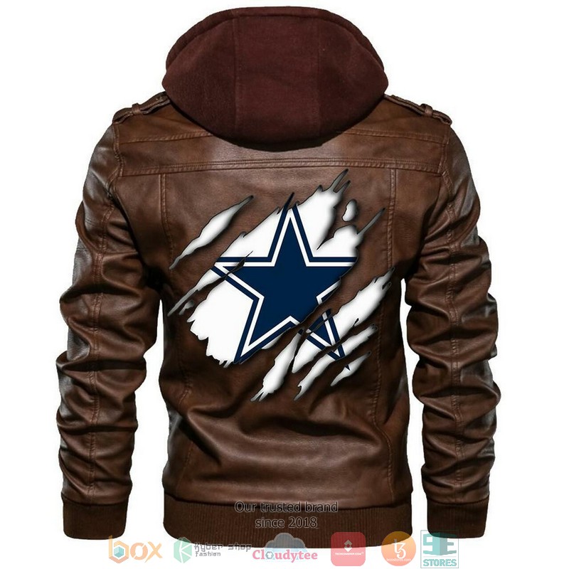 Dallas Cowboys NFL Football Brown Leather Jacket 5 Dallas Cowboys NFL Football Brown Leather Jacket