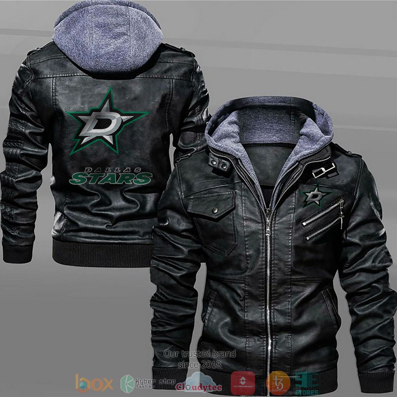 Dallas Stars Black Brown Leather Jacket