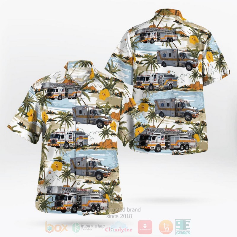 BEST Davie, Broward County, Florida, Davie Fire Rescue Department 3D Aloha Shirt word2