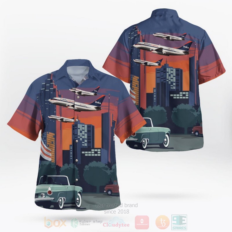 BEST Delta Express Boeing 737-247 3D Aloha Shirt 2 Delta Express Boeing 737 247 Hawaiian Shirt