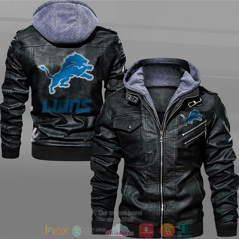 Detroit Lions Black Brown Leather Jacket