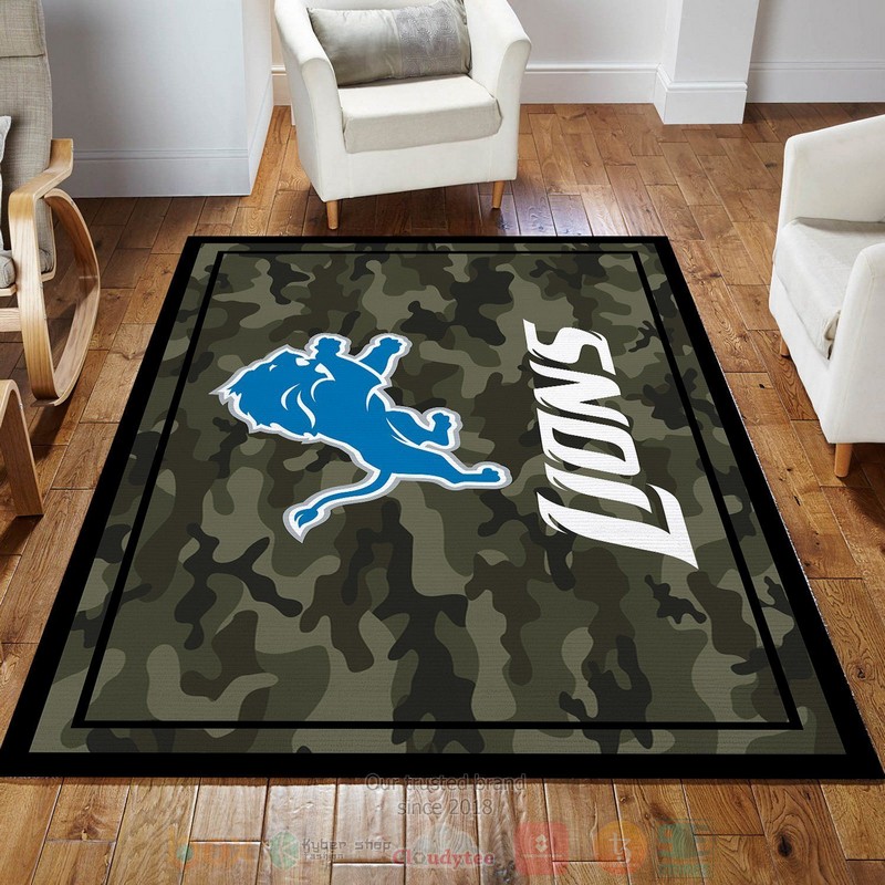 BEST Detroit Lions NFL Team Logo Camo Bedroom Rugs 3 Detroit Lions NFL Team Logo Camo Area Rugs 1 2