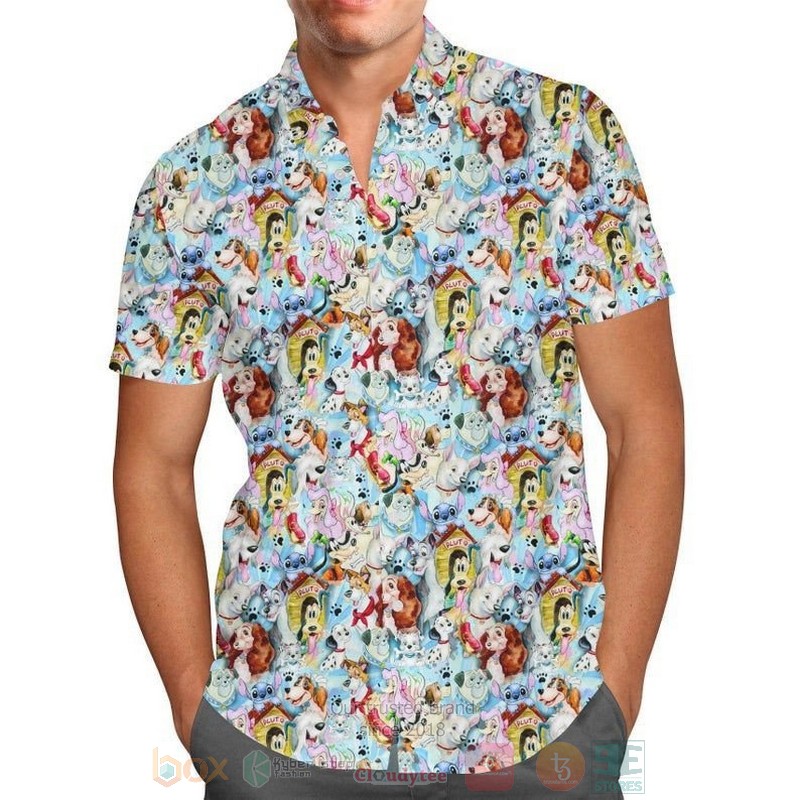 BEST Dogs, Stitch of Disney All Over Print Aloha Shirt 2 Dogs Stitch of Disney Short Sleeve Hawaiian Shirt