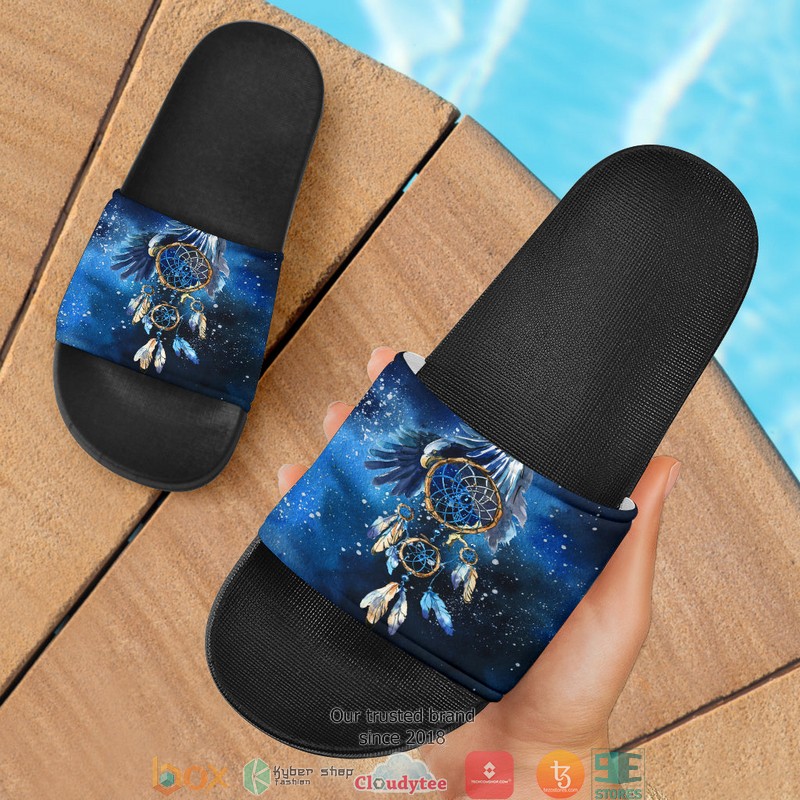 Dreamcatcher Native American Blue Galaxy Slide Sandals