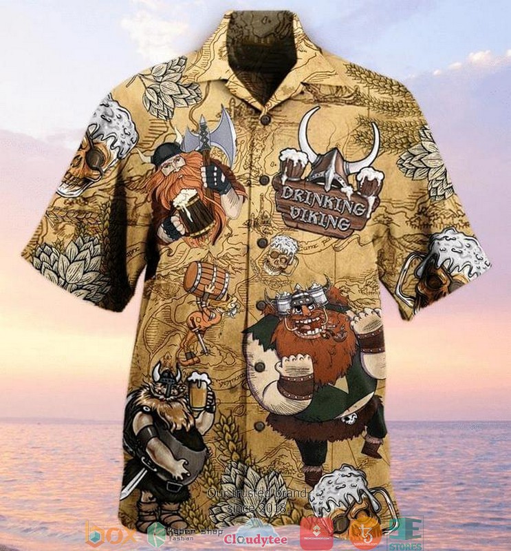 Drinking Viking Print Short Sleeve Hawaiian Shirt 1 Drinking Viking Print Short Sleeve Hawaiian Shirt