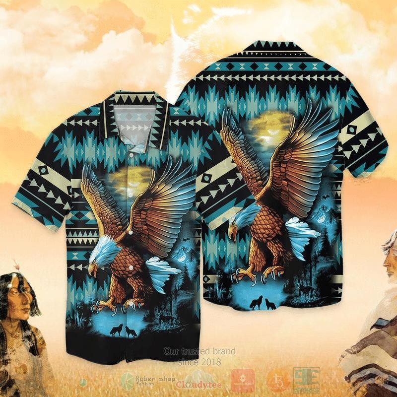BEST Eagle Native Viking All Over Print Tropical Shirt 1 Eagle Native Viking Short Sleeve Hawaiian Shirt