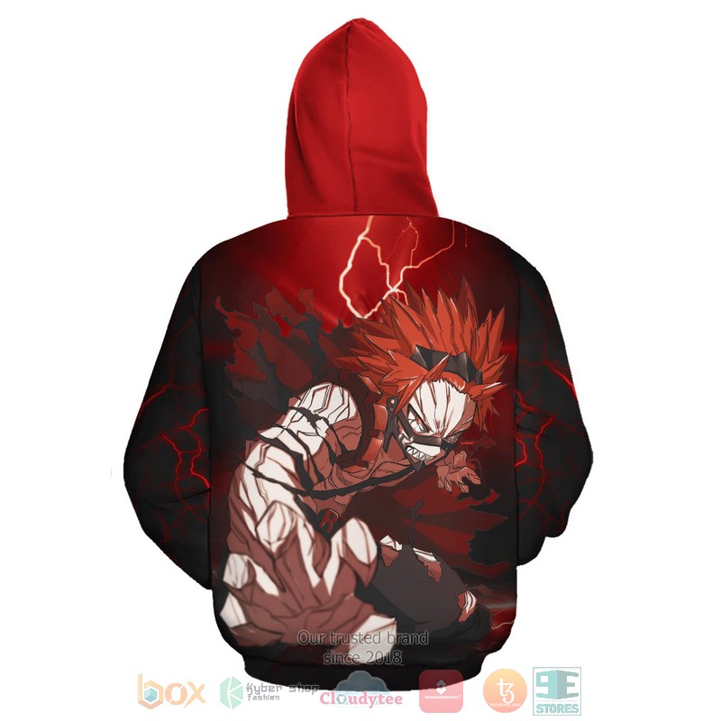 NEW Eijiro Kirishima My Hero Academia Anime Full Printed 3D Hoodie 3 Eijiro Kirishima My Hero Academia Anime Zip Hoodie 1 2