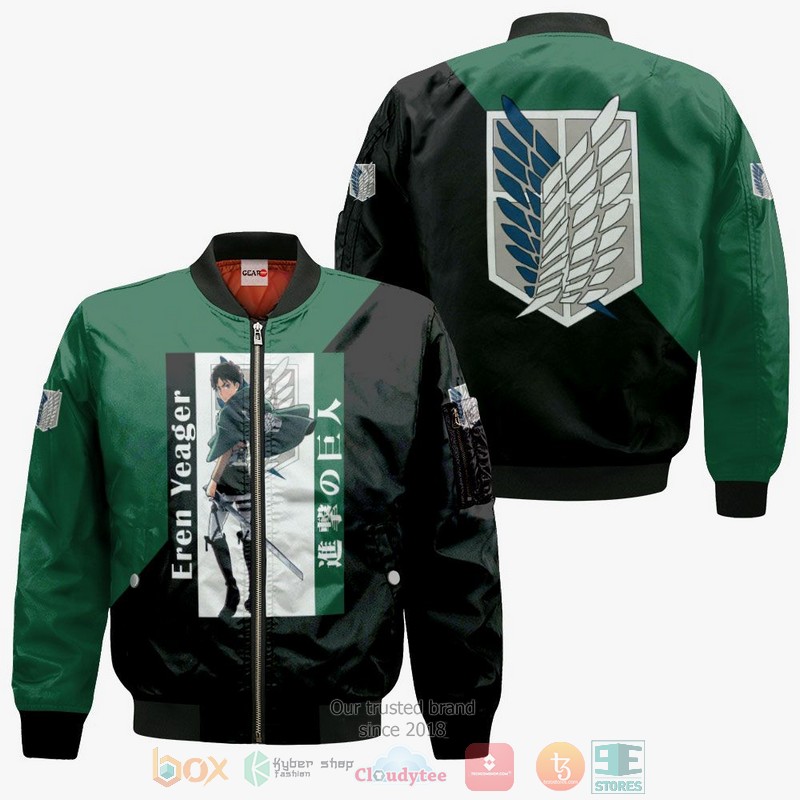 Eren Yeager Attack On Titan Anime 3D Hoodie Bomber Jacket 1 2 3