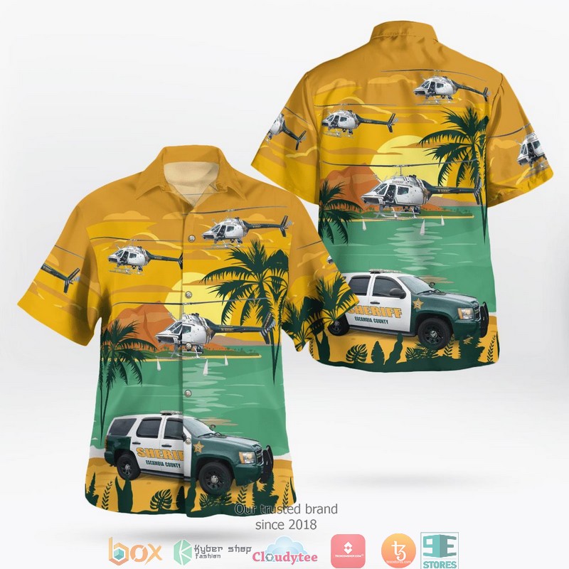 Escambia County Sheriff Chevrolet Tahoe PPV & Bell OH-58C Kiowa 3D Hawaii Shirt 9 Escambia County Sheriff Chevrolet Tahoe PPV Bell OH 58C Kiowa 3D Hawaii Shirt