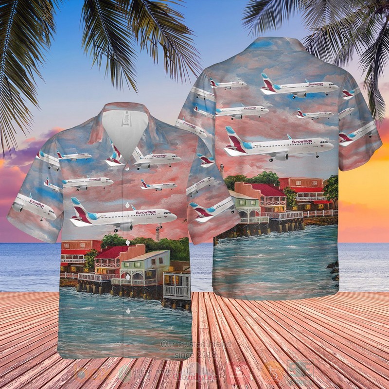 BEST Eurowings Airbus A320-200 3D Aloha Shirt 20 Eurowings Airbus A320 200 Hawaiian Shirt