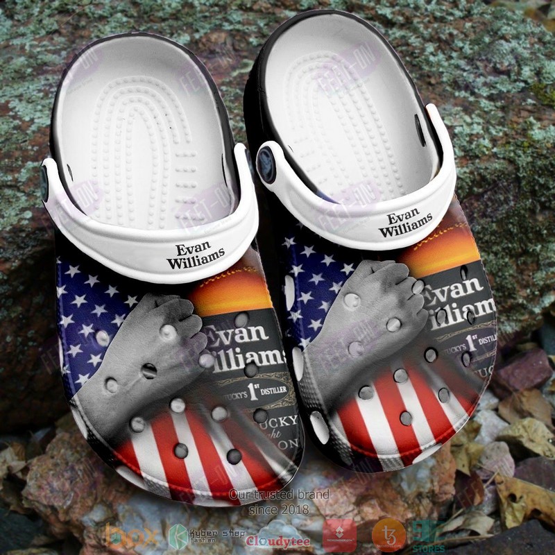 Evan Williams Bourbon Hand hold US Flag Crocband Clogs