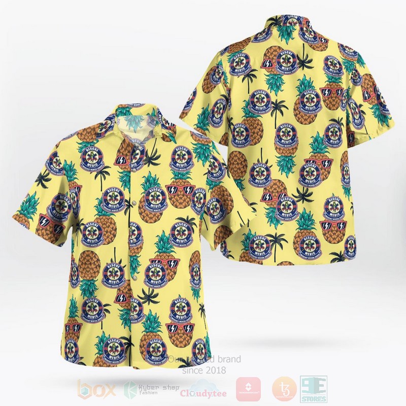BEST FDNY Rescue Medic Yellow 3D Aloha Shirt