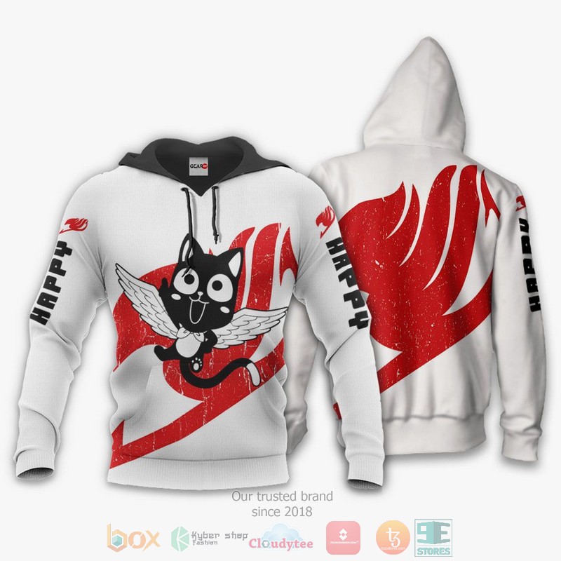 Fairy Tail Happy Silhouette Anime 3D Hoodie Bomber Jacket 1 2