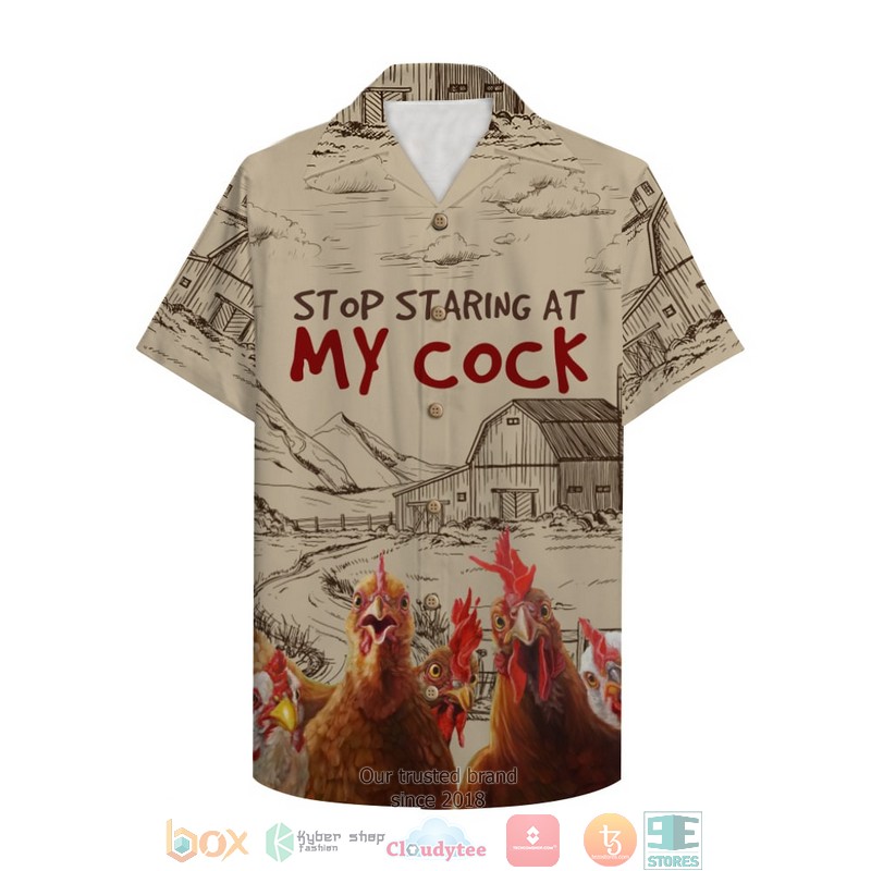BEST Farmer Chicken Stop staring at my cock Funny Hawaii Shirt word3