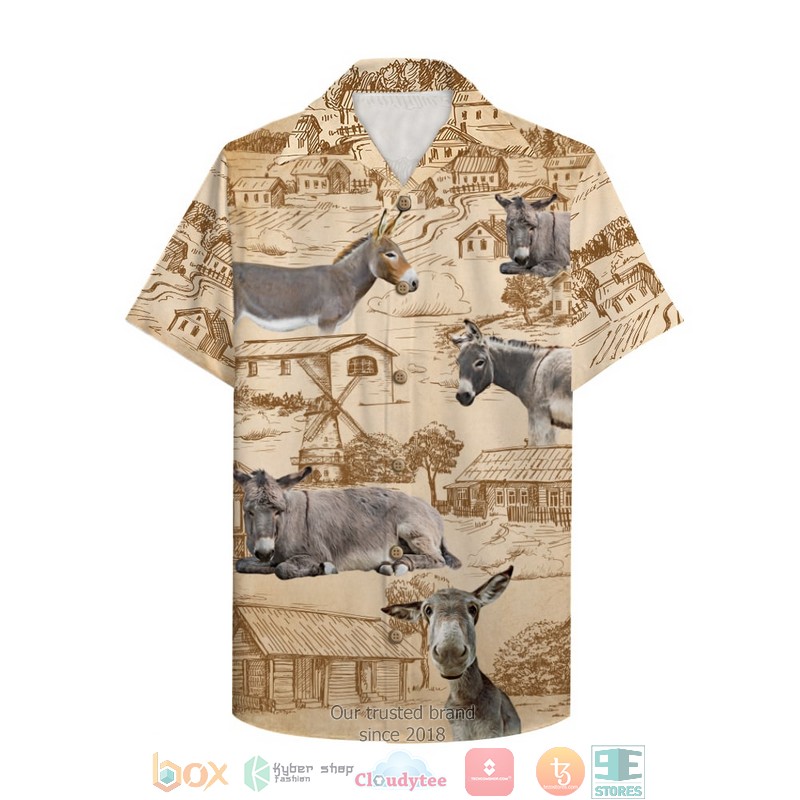 BEST Farmer Donkey with donkey and farm pattern Hawaii Shirt word1