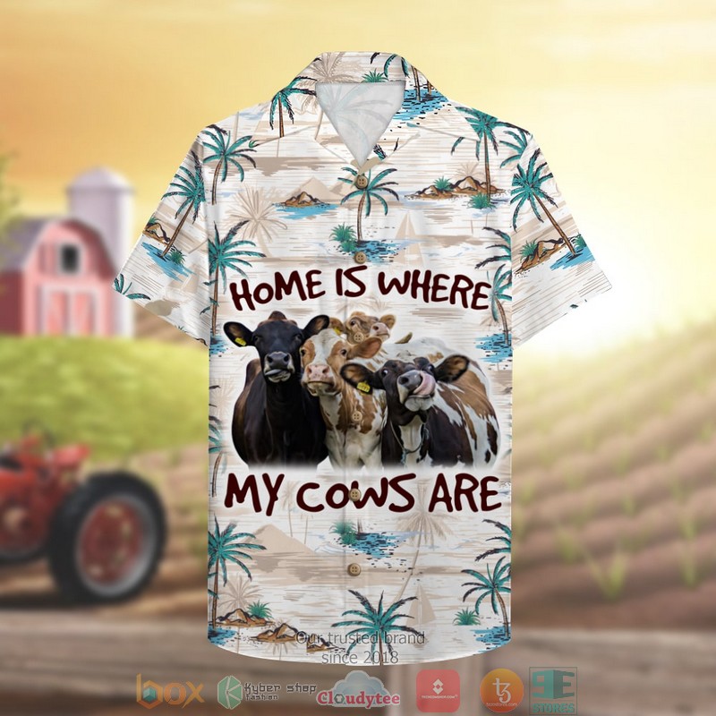 BEST Farmer Home Is Where My Cows Are Palm Tree Pattern Hawaii Shirt word3