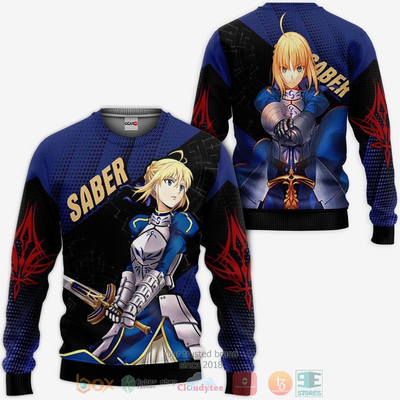 Fate Stay Night Saber Anime 3D Hoodie Bomber Jacket 1