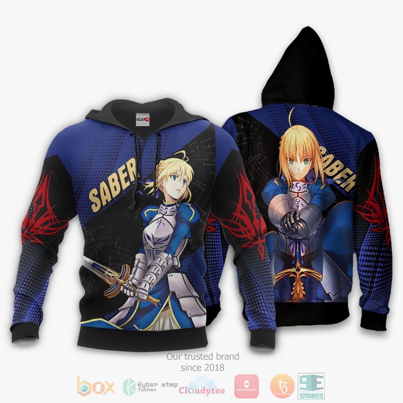 Fate Stay Night Saber Anime 3D Hoodie Bomber Jacket 1 2