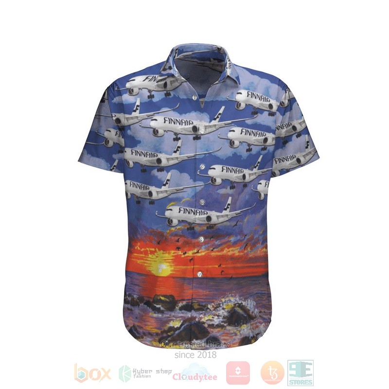 Finland Finnair Airbus A350 941 Blue Hawaiian Shirt