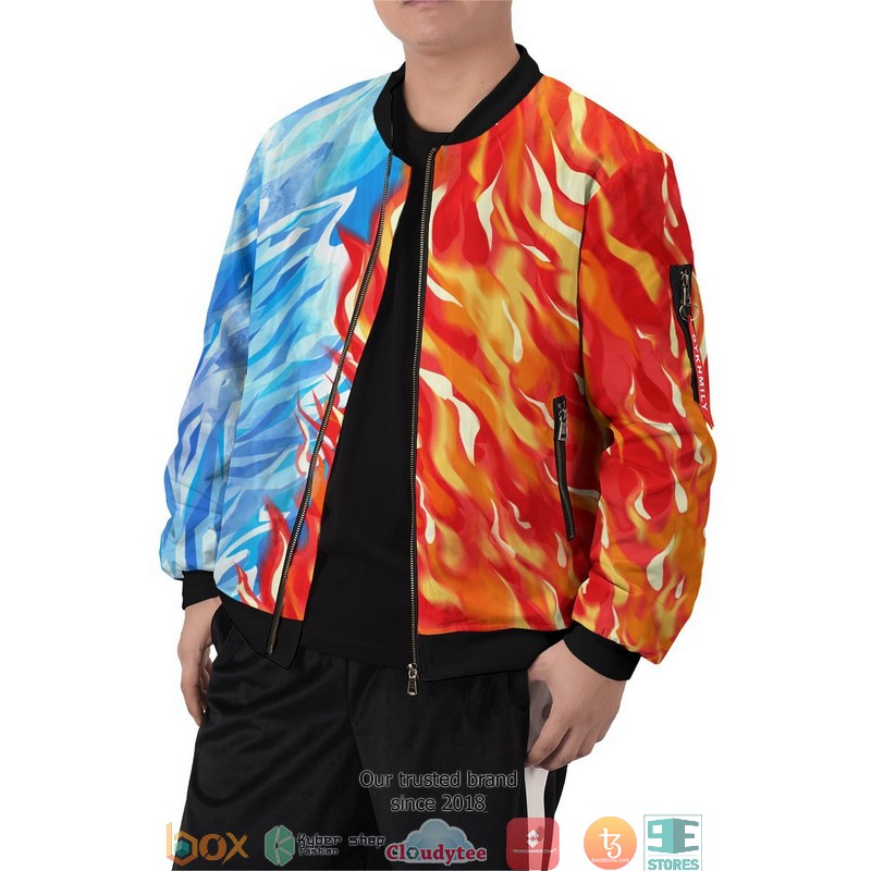Fire and Ice Todoroki Shoto Bomber Jacket word1