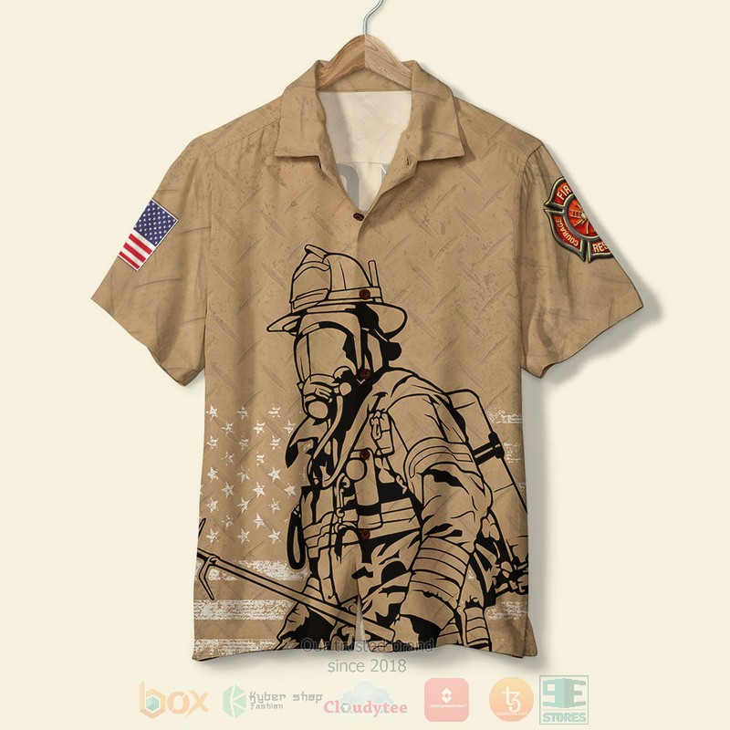 BEST Firefighter American Flag Personalized 3D Aloha Shirt word3