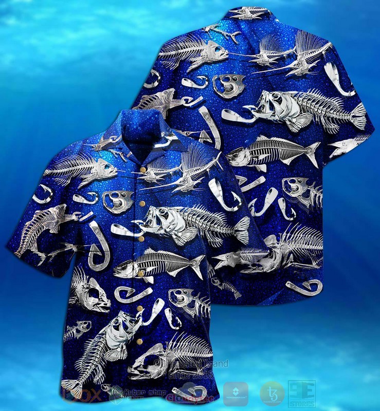 BEST Fishbone After Meeting Piranha 3D Aloha Shirt word3