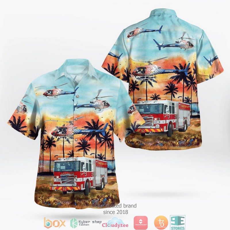 Flagler County Fire Rescue Vehicles Hawaii 3D Shirt 3 Flagler County Fire Rescue Vehicles Hawaii 3D Shirt