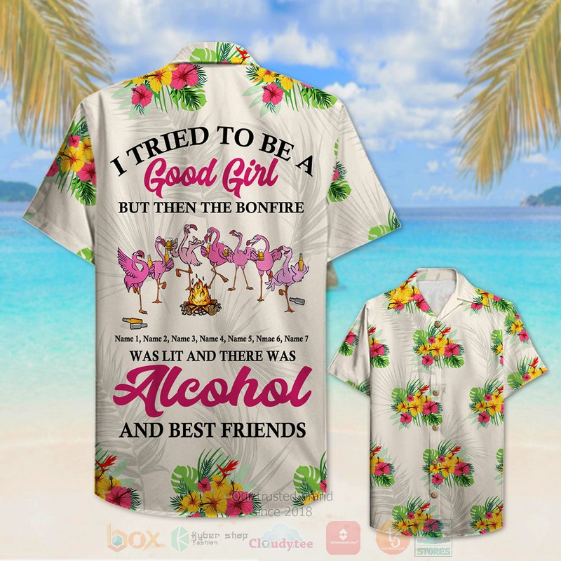 BEST Flamingo Bestie A Good Girl With Alcohol & Best Friends 3D Aloha Shirt 3 BEST Flamingo Bestie A Good Girl With Alcohol & Best Friends 3D Aloha Shirt word3