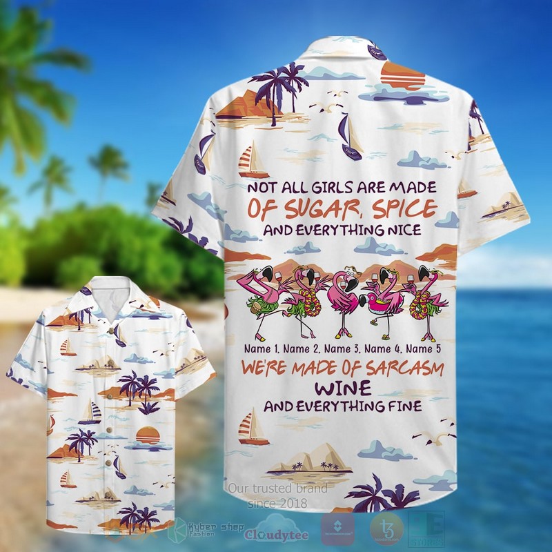 BEST Flamingo Girls Made Of Sarcasm Wine Beach Custom Name 3D Aloha Shirt 2 BEST Flamingo Girls Made Of Sarcasm Wine Beach Custom Name 3D Aloha Shirt word1