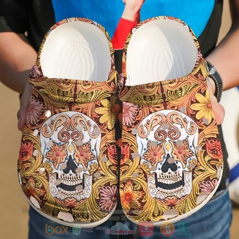 NEW Floral Skull crocs crocband shoes word2