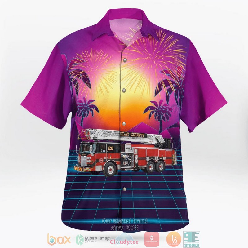 NEW Florida Clay County Fire Rescue 4th Of July Hawaii Shirt word2