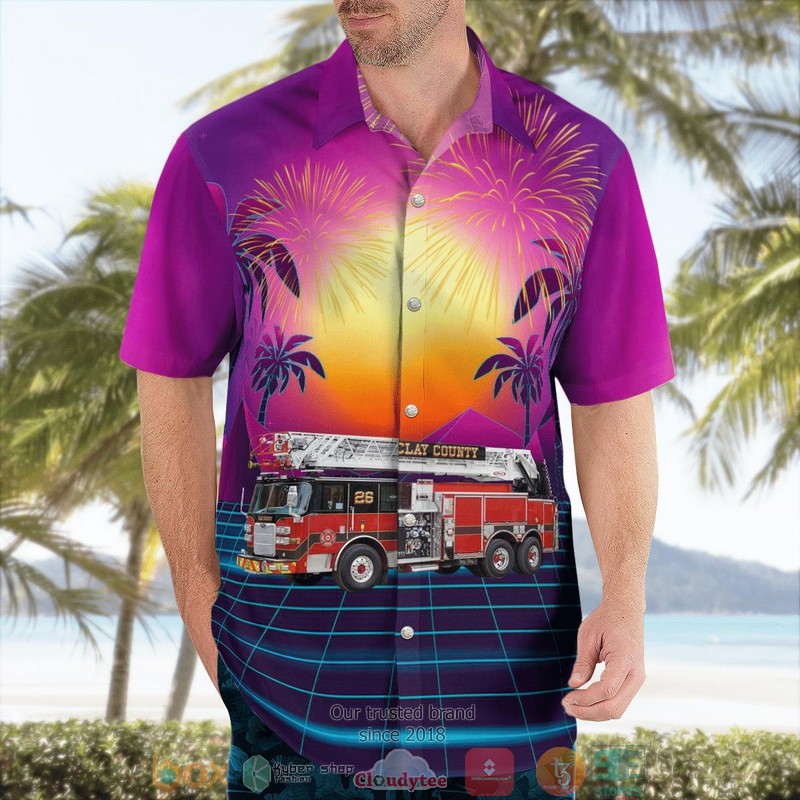 NEW Florida Clay County Fire Rescue 4th Of July Hawaii Shirt word2