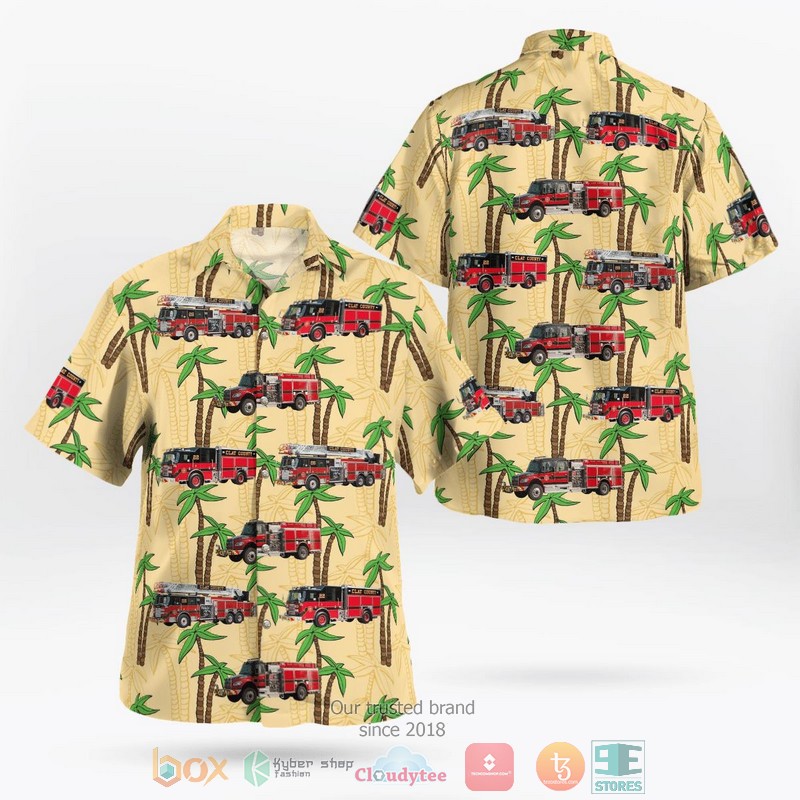 Florida Clay County Fire Rescue Hawaiian Shirt word3