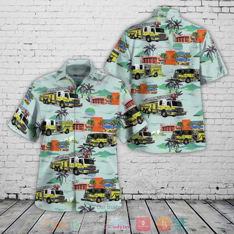 Florida Hallendale Beach Fire Rescue Station No.7 Hawaiian Shirt word1